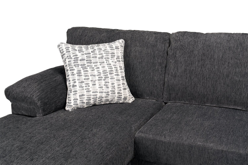 Sofa sectionnel en U de gauche Morgan 2 pièces fabriqué au Canada en tissu de chenille avec coussins décoratifs - gris