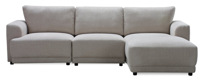 Sofa sectionnel modulaire de droite Voyage 3 pièces en tissu avec coussins de dossier amovibles - beige