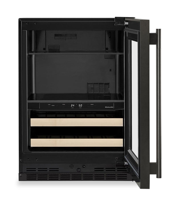 Refroidisseur à boissons KitchenAid de 24 po avec grilles à devant en bois - minerai noir - KUBR524SBE