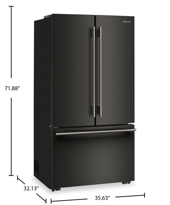 Réfrigérateur KitchenAid de profondeur comptoir à portes françaises avec distributeur d’eau interne - minerai noir - KRFC336SBE