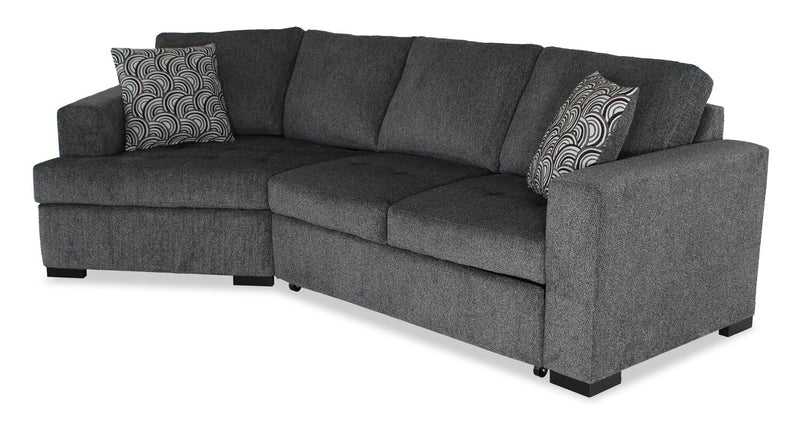 Sofa-lit sectionnel enveloppant de gauche Legend 2 pièces fabriqué au Canada en tissu de chenille - gris poivre