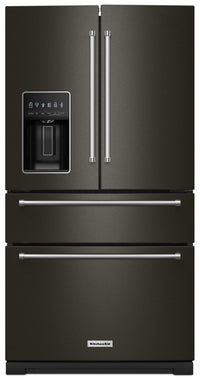 Réfrigérateur KitchenAid de 26,2 pi³ et de 36 po à portes françaises - acier inoxydable noir - KRMF5…