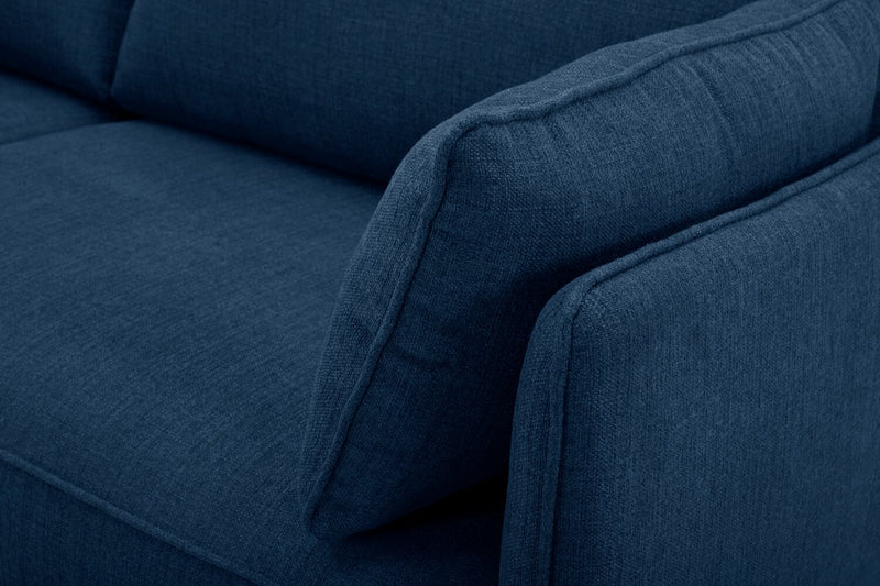 Sofa Gena de Cindy Crawford Home de 78,7 po de format condo en tissu d’apparence lin avec coussins de dossier amovibles - bleu minuit