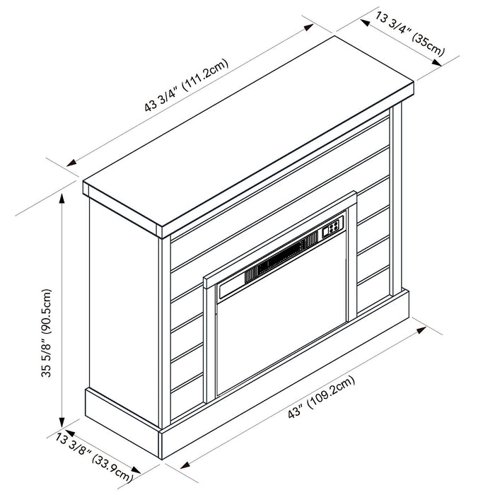 Foyer électrique moderne Mehgan de 43,8 po - deux teintes, blanc et brun