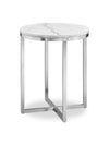 Table de bout ronde moderne Sampson en marbre de 20 po - blanc