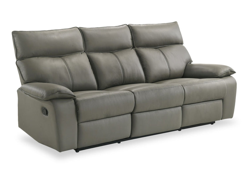 Sofa inclinable Matteo de 88 po en cuir véritable - gris Aviarah