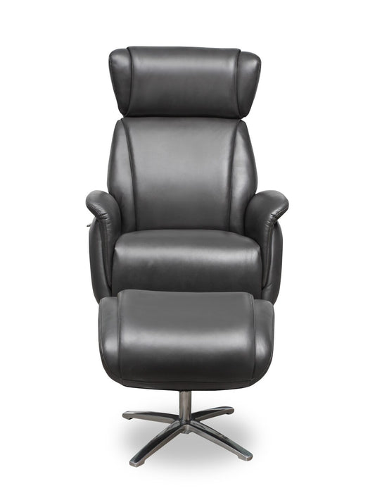 Fauteuil pivotant inclinable Vega antistress de 29,5 po en similicuir avec repose-pieds et pattes en aluminium - gris