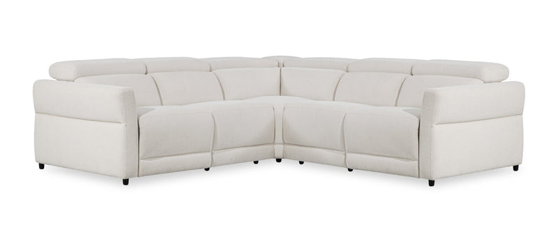 Sofa sectionnel à inclinaison électrique Aspen de Cindy Crawford Home 3 pièces avec appuie-têtes électriques et port USB - albâtre