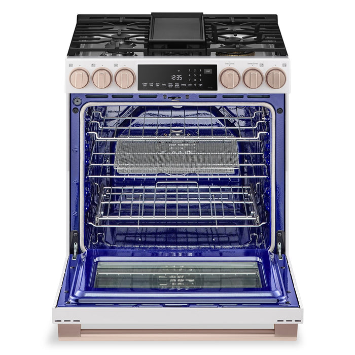 Cuisinière à gaz intelligente LG Studio de 6,3 pi3 avec hublot InstaViewMD et friture à air - essence blanche - LSGS6338N