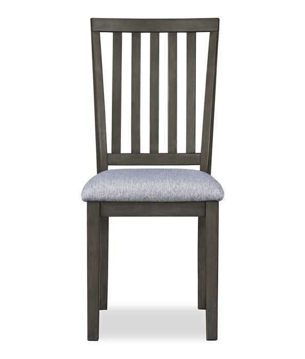 Ensemble de salle à manger Bryn 3 pièces avec table ronde de 42 po à abattant et 2 chaises en tissu  - gris foncé
