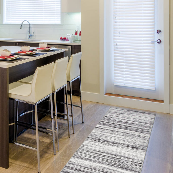 Carpette longue Ceren grise lavable - 2 pi x 7 pi