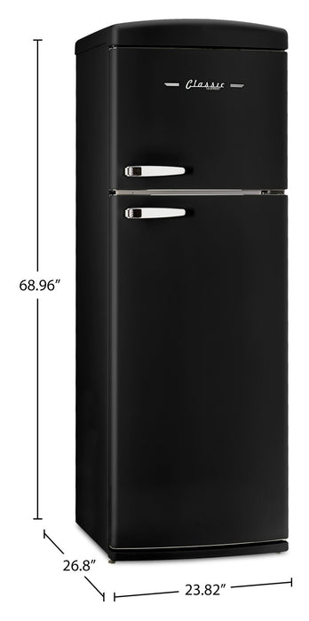 Réfrigérateur Classic Rétro d’Unique de 24 po et de 11 pi3 à congélateur supérieur - noir mat - UNQ-310L MB TM