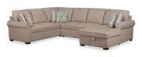  Sofa-lit sectionnel de droite Haven de Scott Living 4 pièces en tissu de chenille avec fauteuil long de rangement - taupe