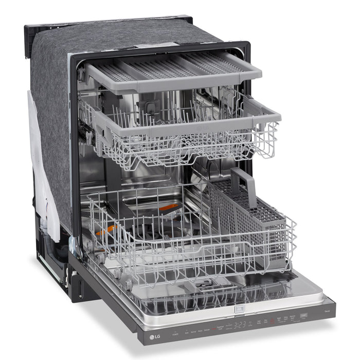Lave-vaisselle intelligent encastré LG à 46 dBA de 24 po avec commandes sur le dessus et QuadWashMC Pro - acier inoxydable noir Smudge-ProofMD - LDPH5554D