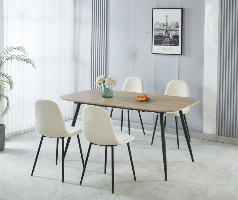 Ensemble de salle à manger Joss 5 pièces avec table et 4 chaises - rallonge papillon 63 po à 86,5 po (L), métal - naturel et blanc