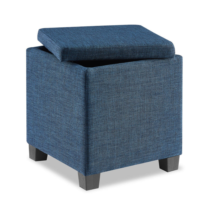 Pouf de rangement carré Ottawa de 14,75 po en tissu - bleu marine
