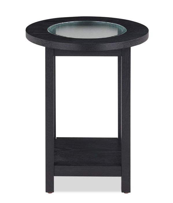 Table de fauteuil Dalton de 18 po avec dessus en verre - noire 