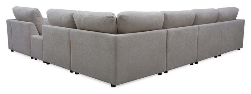 Sofa sectionnel modulaire de gauche Voyage 7 pièces en tissu avec console et coussins de dossier amovibles - taupe
