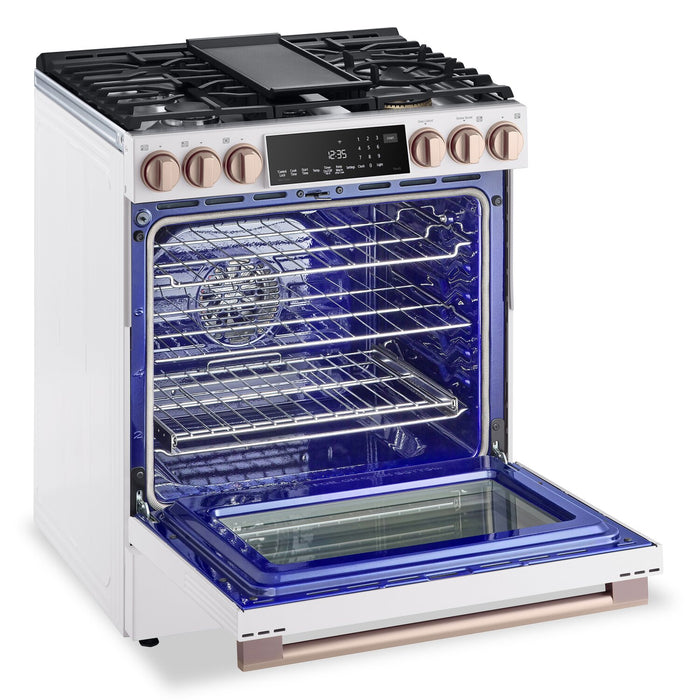 Cuisinière à gaz intelligente LG Studio de 6,3 pi3 avec hublot InstaViewMD et friture à air - essence blanche - LSGS6338N