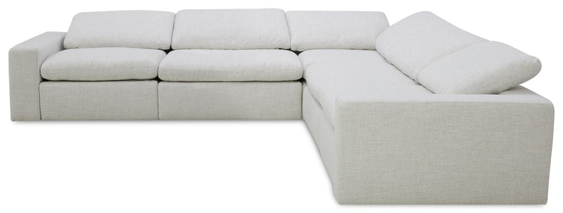 Sofa sectionnel à inclinaison électrique modulaire Sky 5 pièces en tissu avec coussins amovibles en duvet et plumes - blé Nathan