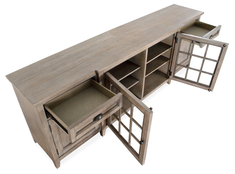 Meuble pour téléviseur traditionnel Wesley de 90 po avec rangement et système de gestion des câbles pour téléviseurs jusqu’à 95 po - gris tourterelle