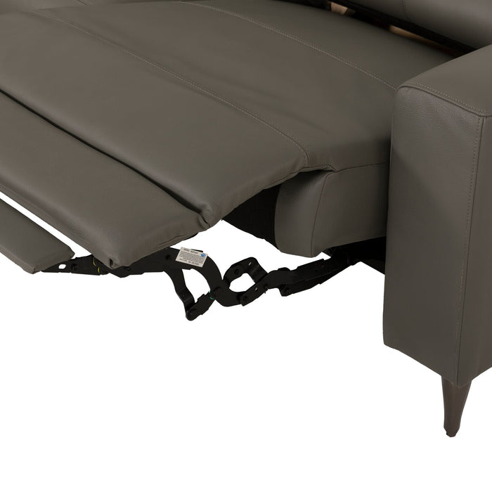 Sofa sectionnel de gauche à inclinaison électrique Valentino 3 pièces en cuir véritable avec appuie-têtes réglables - gris