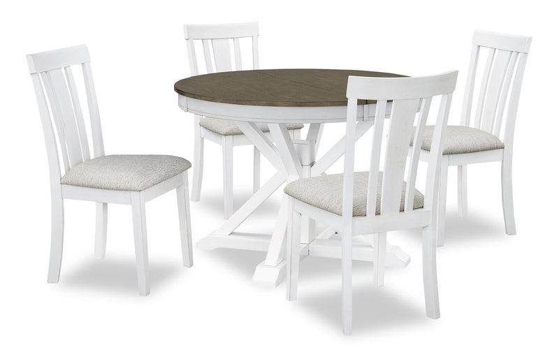 Chaise de salle à manger Brook en tissu de polyester - blanche et grise
