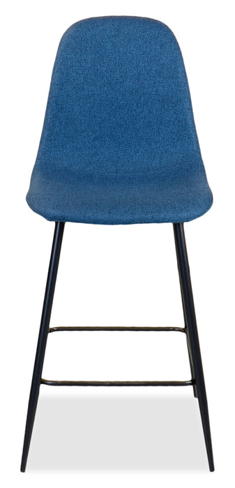 Tabouret Jax de hauteur comptoir de 26 po (H) en tissu de polyester et en métal - bleu