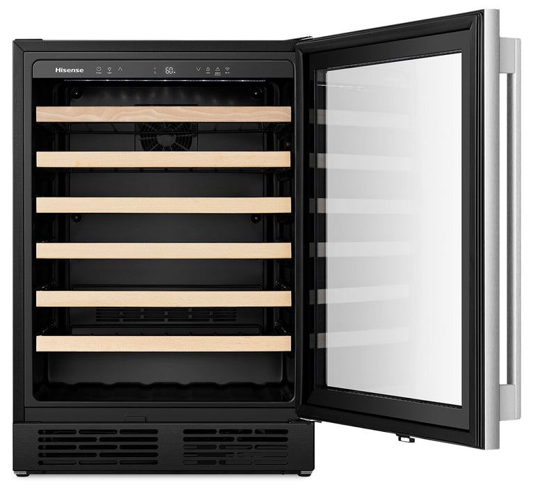 Refroidisseur à vin Hisense de 5,4 pi3 pour 54 bouteilles avec Wi-Fi et porte réversible - acier inoxydable - HWS054N6SS