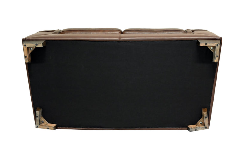Causeuse Classico de 71 po en cuir véritable avec pattes en bois - tabac