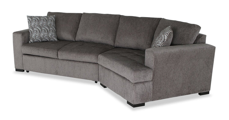 Sofa-lit sectionnel enveloppant de droite Legend 2 pièces fabriqué au Canada en tissu de chenille - brun étain