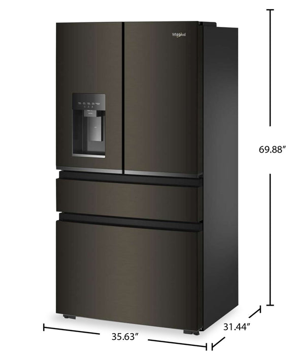 Réfrigérateur Whirlpool de 22 pi3 et de 36 po de profondeur comptoir véritable à portes françaises - acier inoxydable noir - WRMC5036RV