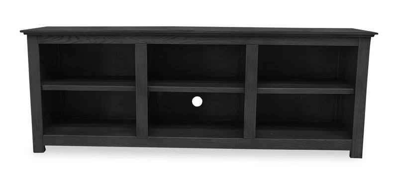 Meuble pour téléviseur Stanley de 80 po en pin avec rangement et système de gestion des câbles pour téléviseurs jusqu’à 90 po - noir