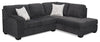 Sofa sectionnel de droite Morgan 2 pièces fabriqué au Canada en tissu de chenille avec coussins décoratifs - gris