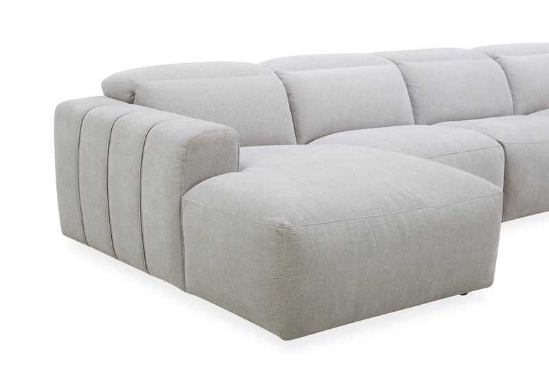 Sofa sectionnel de gauche à inclinaison électrique Presidio 6 pièces - poudre