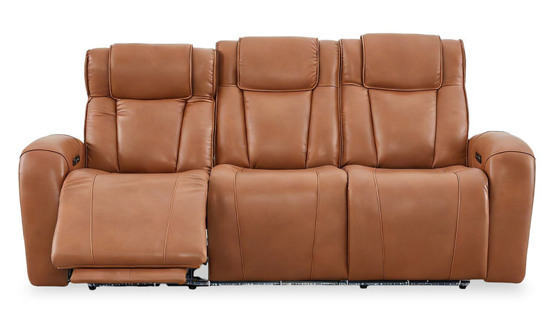Sofa à inclinaison électrique Titan de Shaquille O’Neal Home de 92 po en cuir véritable avec confort Shaq-o-pedic -  terre