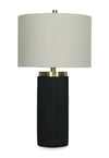Lampe de table Gwen de 14 po avec abat-jour en lin - noire
