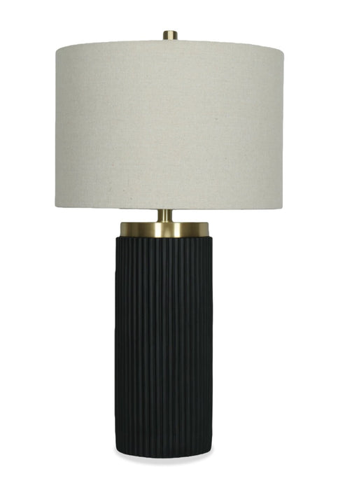 Lampe de table Gwen de 14 po avec abat-jour en lin - noire