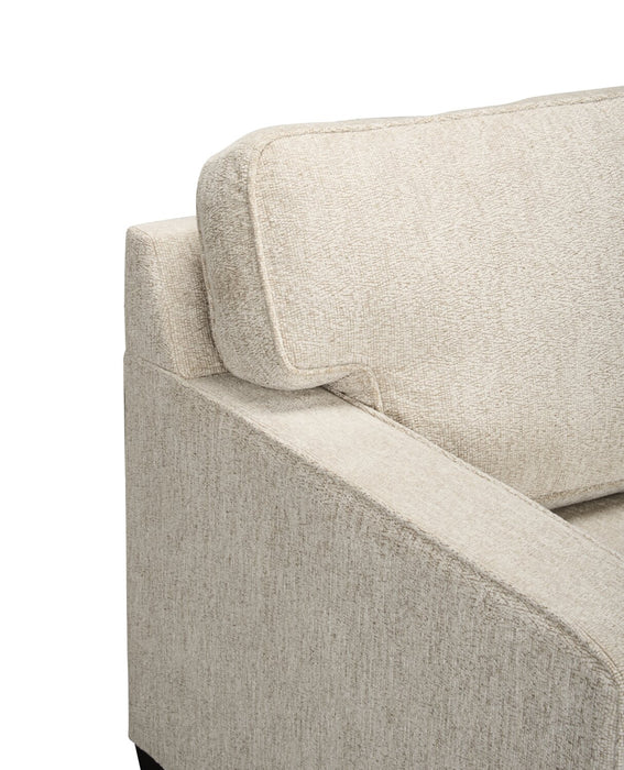 Fauteuil Lennox de 35 po fabriqué au Canada en tissu de chenille avec coussins réversibles et accoudoirs rectilignes - taupe