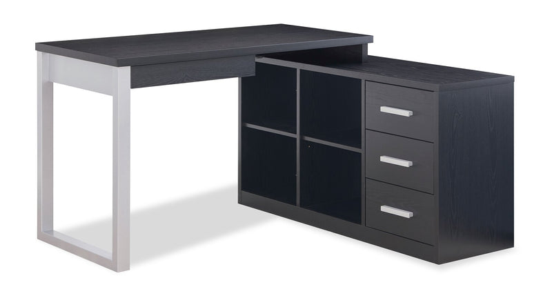 Bureau en coin réversible Owen de 55 po avec 4 tiroirs et compartiments - noir
