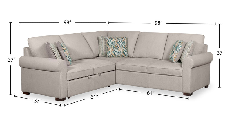 Sofa-lit sectionnel Haven de Scott Living 3 pièces en tissu de chenille - gris