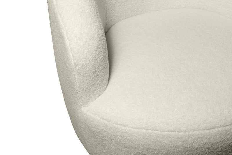 Fauteuil d’appoint pivotant courbé Ivie de 28,7 po en tissu de chenille bouclé - blanc