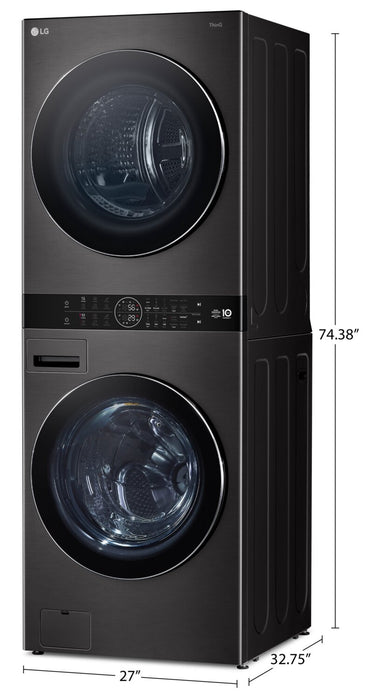 Tour de lavage WashTowerMC haute efficacité LG à chargement frontal avec laveuse de 5,8 pi³ et sécheuse de 7,8 pi³ - acier noir - WKHC252HBA