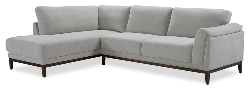 Sofa sectionnel de gauche Horizon 2 pièces en tissu avec base et pattes en bois - gris