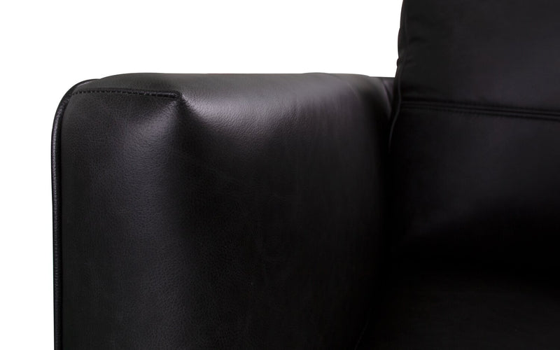 Fauteuil Melrose de 36,5 po en cuir véritable de qualité supérieure avec pattes en métal - noir