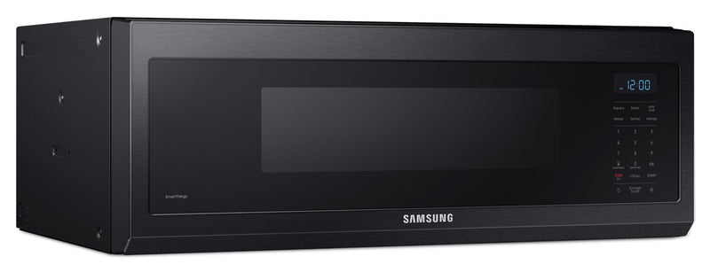 Four à micro-ondes à hotte intégrée Samsung de 1,1 pi³ avec 400 pi³/min - acier inoxydable noir mat - ME11F7510MT/AC