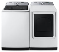 Laveuse à chargement par le haut de 6 pi3 et sécheuse électrique de 7,4 pi3 avec vapeur de Samsung - blanches