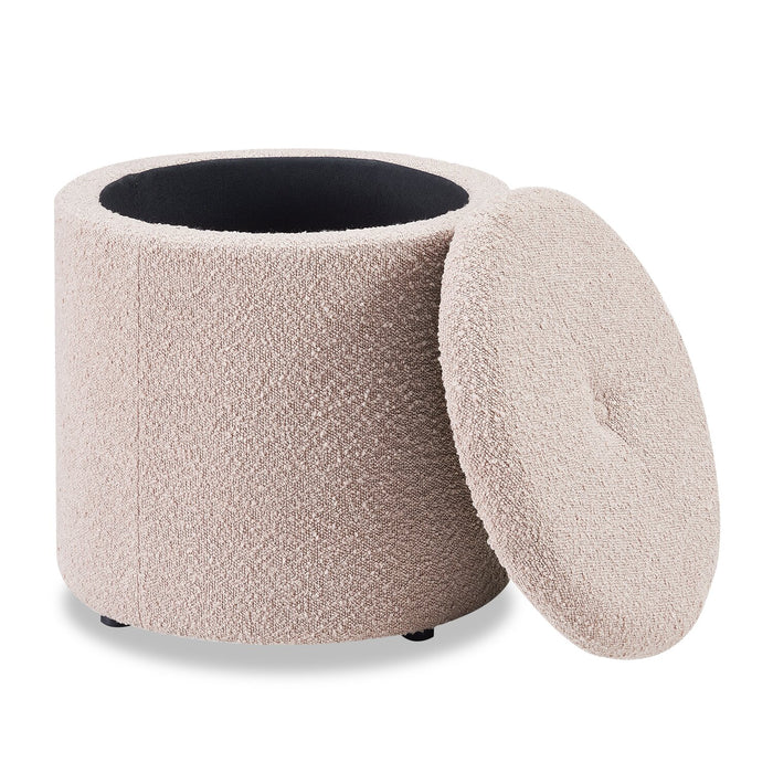 Pouf de rangement rond Saskatchewan de 14,75 po en tissu - rose