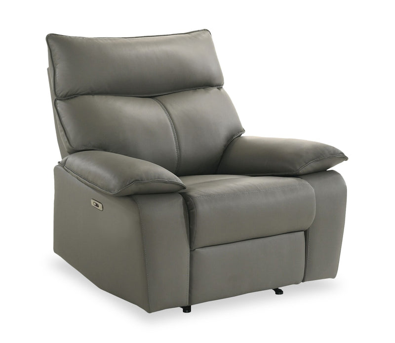 Fauteuil à inclinaison électrique Matteo de 42 po en cuir véritable - gris Aviarah