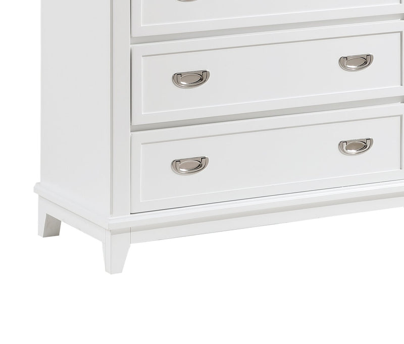 Commode verticale de chambre à coucher Quinn de 36,5 po (L) x 48,5 po (H) à 5 tiroirs - blanche
